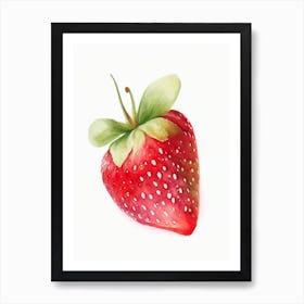 A Single Strawberry, Fruit, Watercolour 1 Art Print