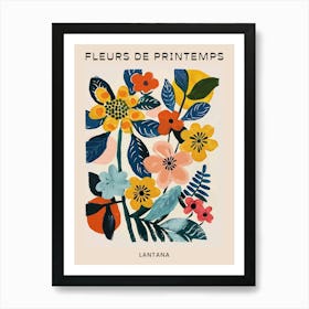 Spring Floral French Poster  Lantana 4 Art Print