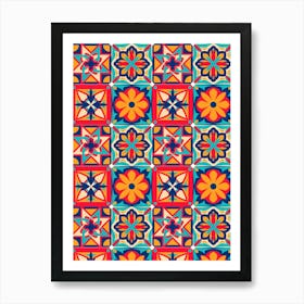 Azulejo - vector tiles, Portuguese tiles, Mexican Tile Pattern Art Print