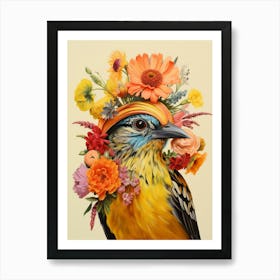 Bird With A Flower Crown Yellowhammer 3 Art Print