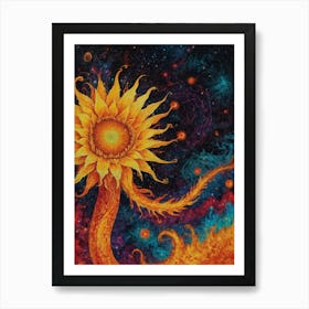 Sunflower In Space 1 Art Print