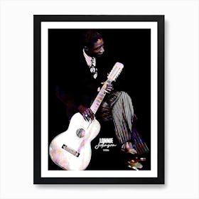 Lonnie Johnson American Blues and Jazz Musician Legend in Colorful Digital Painting Art Print