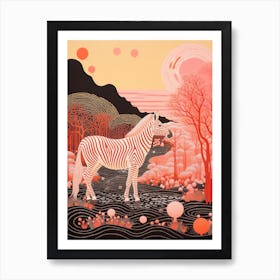 Pattern Zebra In The Wild With The Sun 1 Art Print