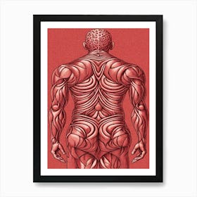 Back Of A Man in Red Line art Art Print