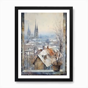 Winter Cityscape Cesky Krumloy Czechia Art Print