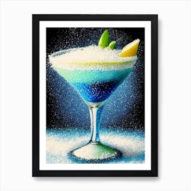 Frozen Margarita Pointillism Cocktail Poster Art Print