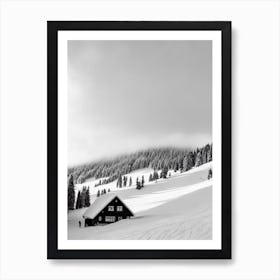 Kitzsteinhorn, Austria Black And White Skiing Poster Art Print