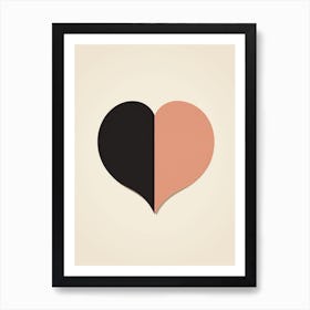 Blush Pink & Black Heart 2 Art Print