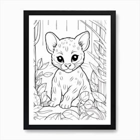 Line Art Jungle Animal Margay 2 Art Print