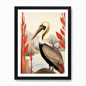 Bird Illustration Brown Pelican 4 Art Print