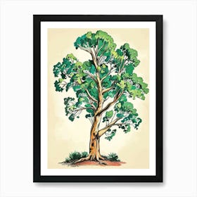 Eucalyptus Tree Storybook Illustration 1 Art Print