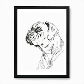 Bullmastiff Dog Line Sketch 1 Art Print