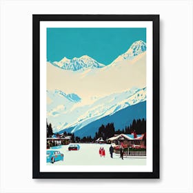 Crans Montana, Switzerland Midcentury Vintage Skiing Poster Art Print