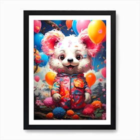 Teddy Bear With Balloons Art Print