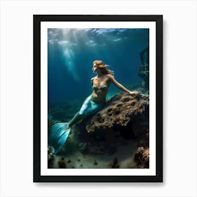 Mermaid Under The Sea-Reimagined Art Print