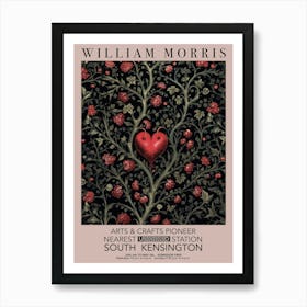 William Morris Valentines Gift Red Heart Tree Art Print