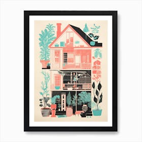 A House In Charleston, Abstract Risograph Style 1 Art Print