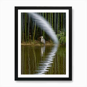 Heron In Bamboo Forest Art Print