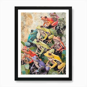 Kitsch Rainbow Frogs 4 Art Print