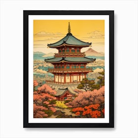 Kiyomizu Dera Temple, Japan Vintage Travel Art 3 Art Print