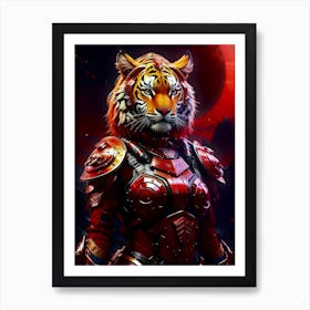 Warrior Tiger Girl Portrait Art Print