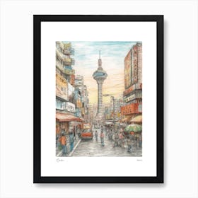 Osaka Japan Drawing Pencil Style 3 Travel Poster Art Print