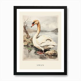 Beatrix Potter Inspired  Animal Watercolour Swan 1 Art Print