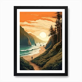 Lost Coast Trail Usa 1 Vintage Travel Illustration Art Print