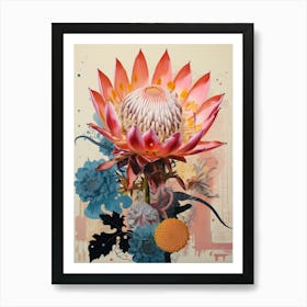 Surreal Florals Protea 4 Flower Painting Art Print