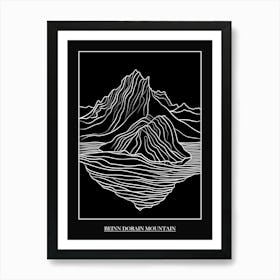 Beinn Dorain Mountain Line Drawing 5 Poster Art Print