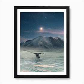 Pink Sky And Whale Art Print