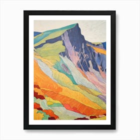 Cadair Idris Wales 1 Colourful Mountain Illustration Art Print