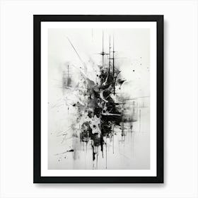 Disintegration Abstract Black And White 5 Art Print