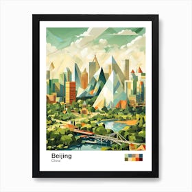 Beijing, China, Geometric Illustration 2 Poster Art Print