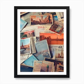 Old Postage Stamps Art Print