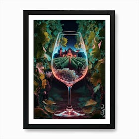 Neon Vineyard In A Glass 5. Art Print