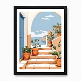 Potted Plants On Steps Art Print