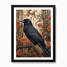 Dark And Moody Botanical Raven 1 Art Print