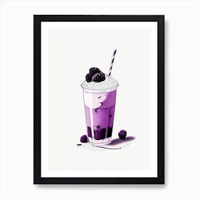 Blackberry Milkshake Dairy Food Minimal Line Drawing 1 Art Print