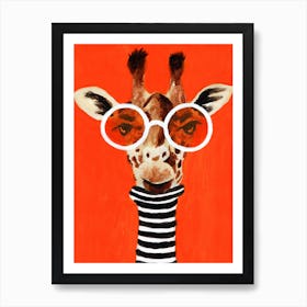 Stripy Giraffe Art Print