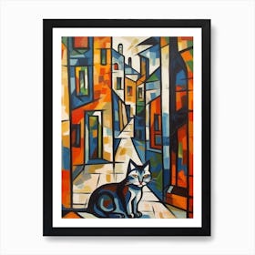 Painting Of Rome With A Cat In The Style Of Cubism, Picasso Style 1 Art Print