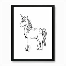 Black & White Unicorn Doodle Art Print