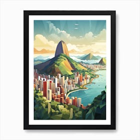 Rio De Janeiro, Brazil, Geometric Illustration 2 Art Print