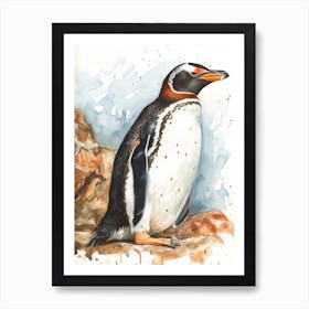 Humboldt Penguin Volunteer Point Watercolour Painting 4 Art Print