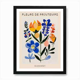 Spring Floral French Poster  Bluebonnet 3 Art Print