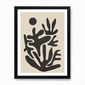 Abstract Coral Shapes with Circle Art Print