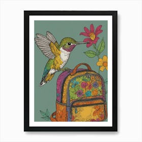 Hummingbird With Backpack 6 Art Print