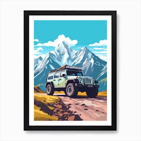 A Jeep Wrangler In The Andean Crossing Patagonia Illustration 4 Art Print