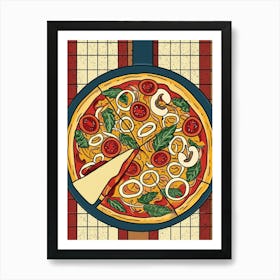 Gourmet Pizza On A Tiled Background 2 Art Print