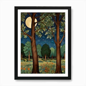 William Morris Moonlight In The Woods 4 Art Print